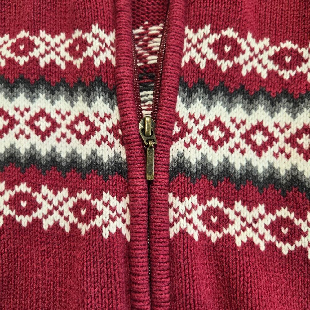 Croft & Barrow Red Full-zip Cardigan Sweater Women's Size XL Fair Isle - Picture 8 of 9